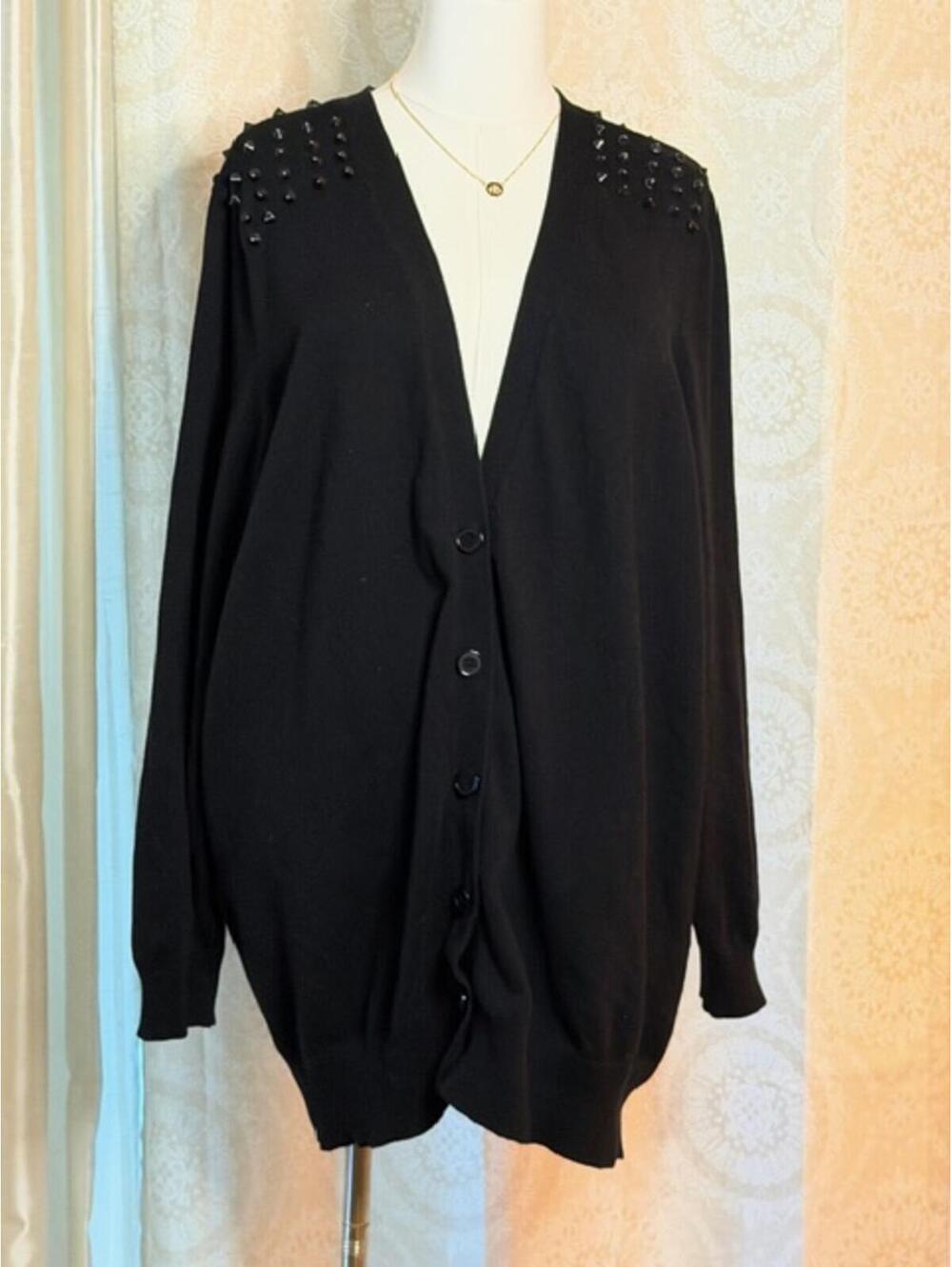Torrid Black Studded Shoulder Cardigan Size 4 Button Front Edgy Sweater
